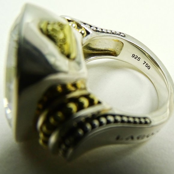 Sterling Silver 18K Yellow Gold White Topaz Ring Size 7 - Picture 10 of 11